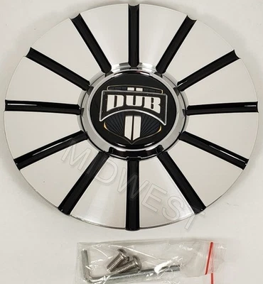 New 38330-15MBL Dub Black n Machined Dazr Wheel Rim Center Cap w Screws - Image 1 of 4