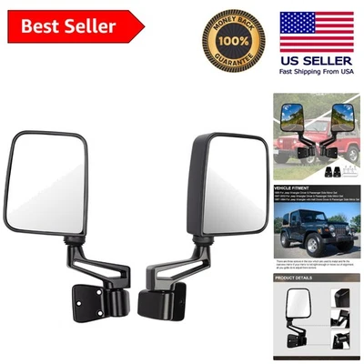 Complete Black Side Mirror Set with Manual Folding for Jeep Wrangler 1987-2002 - Изображение 1 из 4