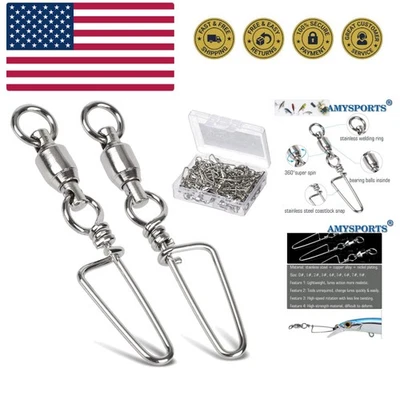 High Strength Fishing Snap Swivels Ball Bearing Swivels Stainless Fishing Swi... - Image 1 of 4