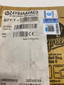 HP Z4Y84AA HP 4GB 2400 MHz DDR4 Memory Unopened, Brand NEW - Picture 1 of 1