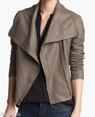 Chaqueta de moto de cuero corta efecto tinte claro Vince talla M nueva con etiquetas Foto 1 de 4