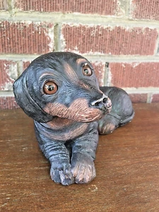 Vintage Dachshund Collectible Bandanna Resin Figurine Sculpture Signed 1982 USA - Picture 1 of 24