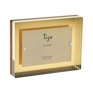 Tizo Acrylic Lucite Photo Picture Frame Gold Block 4x6 In HA133GD46 New In Box - Picture 1 of 1