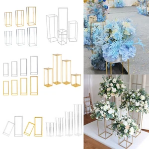 Metal Geometric Flower Stand Cube Vase Pedestal Plinth Rack Holder Wedding Decor - Picture 1 of 39