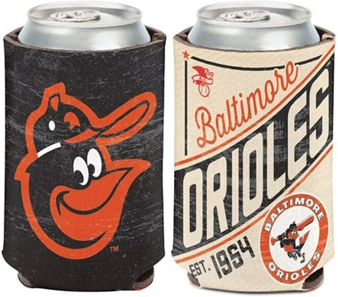 Baltimore Orioles Retro Logo Can Koozie (1) Holder Collapsible Free Ship 2 sides Cover
