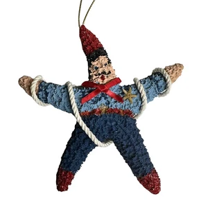 Starfish Christmas Ornament Hand Painted Toy Soldier Nutcracker Texas Santa 5" - Picture 1 of 6