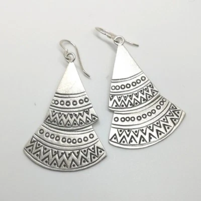 925精美纯银色耳环泰国高级珠宝双三角工匠 — 第 1/4 张图片