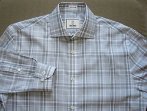 $175 TODD SNYDER NEW YORK GRAY PLAID 100s TWO PLY COTTON DRESS SHIRT 15 X 34 3/4 - Picture 1 of 11