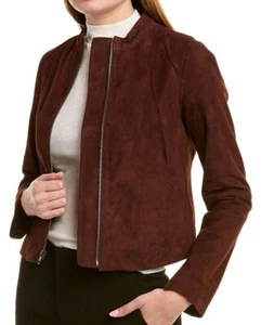 Neu mit Etikett $ 895 Vince Wildleder Motorradjacke schwarz Trüffel Größe 2 - Bild 1 von 10