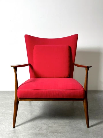 Vintage Mid Century Modern Paul McCobb Directional Lounge Chair Armchair Red Cover