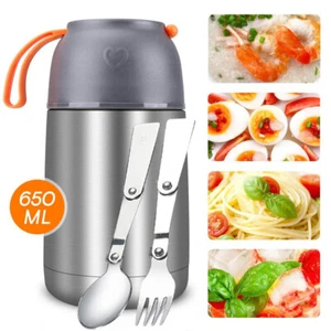650ml Edelstahl Thermobehälter für Essen I Mit Göffel I Isolierbehälter Lunchbox - Bild 1 von 20