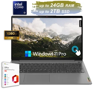 Lenovo IdeaPad 3 Office 2024 Laptop 15 Touch Intel i3 Upto 24GB RAM& 2TB SSD Pro - Picture 1 of 8