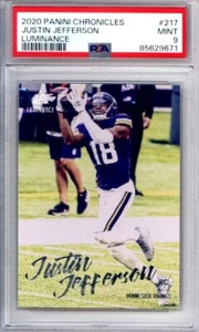 2020 Panini Chronicles Justin Jefferson Luminance #217 Rookie Card    PSA 9 MINT - Picture 1 of 2