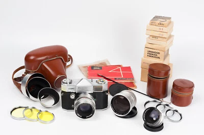 Braun Paxette Reflex Automatique + Quinon 1,9 50 mm + Lithagon 3,5/35 mm + Ro... - Photo 1/4