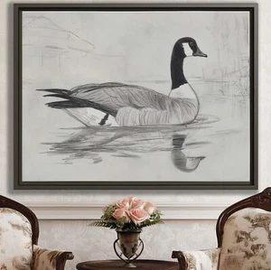 Goose Canvas Wall Art Oil Painting Vintage Wildlife Decor Rustic Nature Artwork - Picture 1 of 9