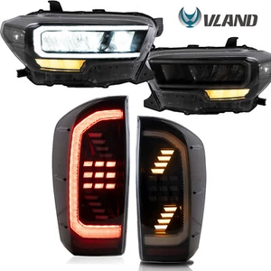 2 Pairs Full Led headlights + Smoke Tail lights For 2016-2022 Toyota Tacoma - Picture 1 of 12