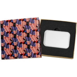 SilverTowne Kraft Gift Box with American Flag Box Sleeve and 1oz Bar Capsule - Picture 1 of 3