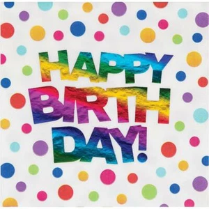 Rainbow Foil Party Supplies Lunch Napkins 16 Pack Happy Birthday Girl Tableware - Picture 1 of 1