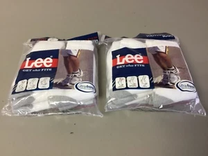NWT Boy’s Lee Cotton Crew Socks White w/ Grey Shoe Size 3-9 12 Pair #620R - Picture 1 of 2