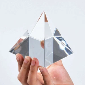 60MM Clear Crystal Pyramid Figurine Glass Paperweight Fengshui Home Decor - Picture 1 of 5