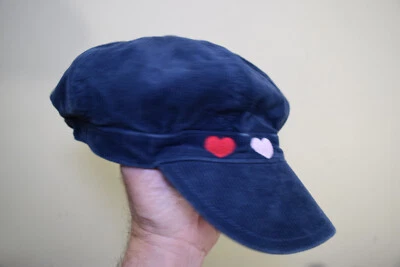 2011 Gymboree Blue Corduroy News Boy Cadet Hat GIRLS 8+ Heart Bow - Image 1 of 4