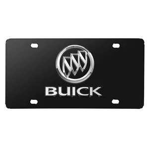 Buick 3D Dual Logo Black Stainless Steel License Plate - Picture 1 of 5