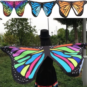 Kids Butterfly Wings Cape Fairy Shawl Pixie Fancy Dress Gathering Show Party - Picture 1 of 13