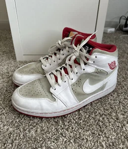 Jordan 1 Retro Hare 2009 Size 11 Mid Basketball Shoes White/Red 374454-011 Used - Picture 1 of 14