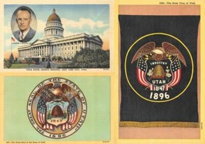 3~Postcards SALT LAKE CITY, Utah UT ~ STATE CAPITOL~Governor Lee, SEAL & FLAG - Picture 1 of 7