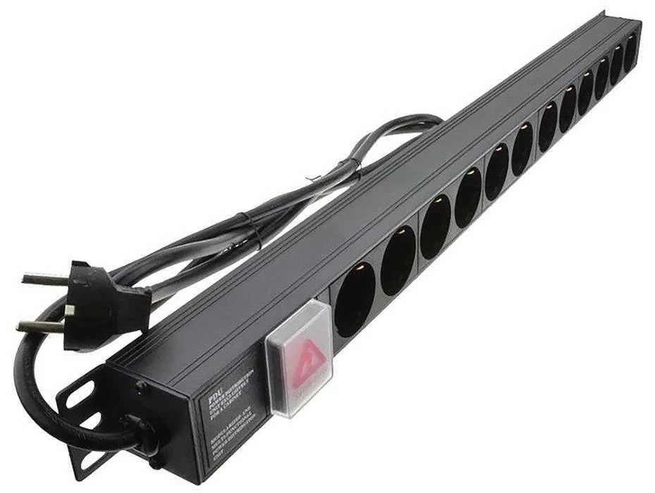 Rackmount Schuko Plug PDU, 12-Gang, Vertically Mounted, 16A PDU-12WS-V-SCH-SCH - Image 1 of 1