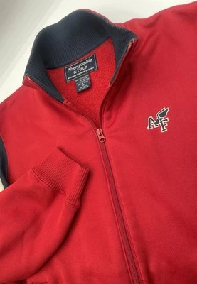 Chaqueta Universitaria Vintage Años 90 Abercrombie & Fitch Roja Pista M Forrada de Vellón Timbre Foto 1 de 4