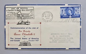 Brief Luftpost Großbritannien 1957 Flug Douglas anl. Besuch Queen Elizabeth USA - Bild 1 von 1