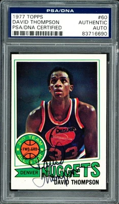 Tarjeta Topps firmada por David Thompson 1977-78 60 Denver Nuggets PSA/DNA #83716690 Foto 1 de 2