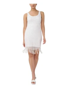 ADRIANNA PAPELL Womens Ivory Lined Sleeveless Above The Knee Sheath Dress 2 - Picture 1 of 11