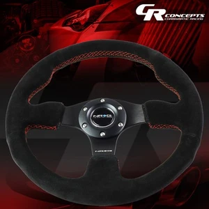 NRG REINFORCED 320MM TYPE-R BLACK SUEDE RED STITCH STEERING WHEEL REPLACEMENT - Bild 1 von 5