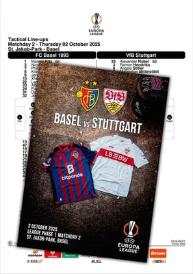 BASEL Switzerland v STUTTGART Germany 2025 EL FAN 12 pg + OFFICIAL LU - Image 1 of 2