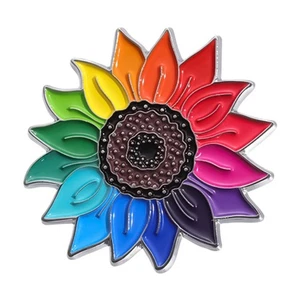 Rainbow Sunflowers Brooch Pins Fashionable Designs Sturdy Alloy Women s Jewelry - Picture 1 of 8
