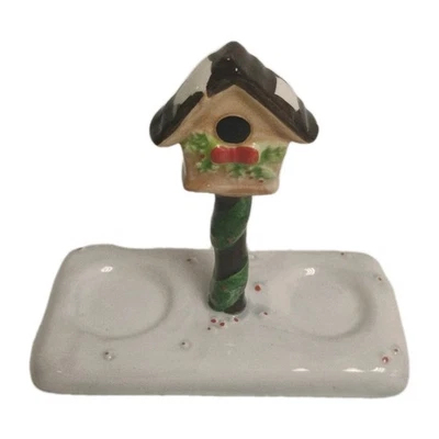 Pier 1 Imports Winter Birdhouse Cardinal Salt & Pepper Shaker Holder Christmas  - Image 1 of 4