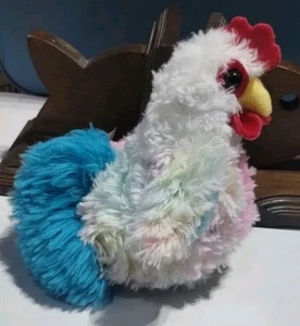 Wal-mart Colorful Tie-Dye Soft Shaggy Rooster Chicken Plush  - Picture 1 of 7