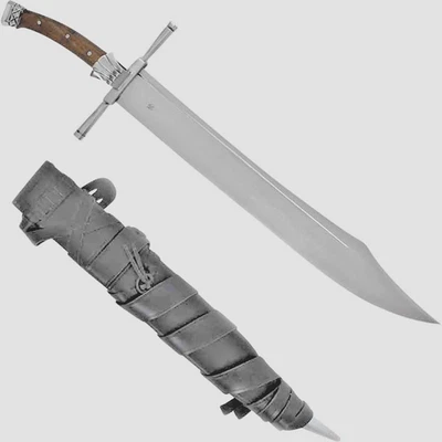 Espada cuchillo de acero al carbono hecha a mano/lista para batalla con vaina de madera Foto 1 de 4