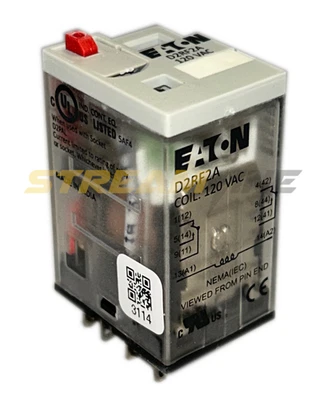 Eaton D2RF2A General Purpose Ice Cube Relay, 12 Amp, 120Vac Coil, 8-Pin, DPDT - Image 1 of 4