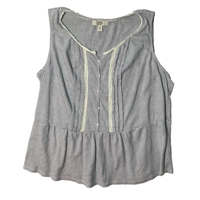 Vintage America Light Blue White Striped Crochet Sleeveless Tank Top Size 1X - Image 1 of 4