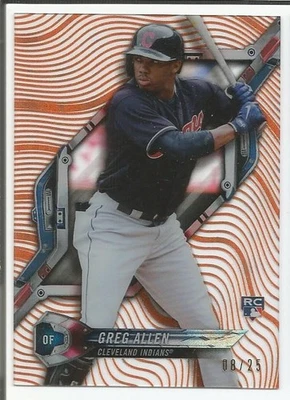 2018 Topps High Tek Orange Galactic Diffractor Greg Allen Rookie Guardians # /25 - Image 1 of 2