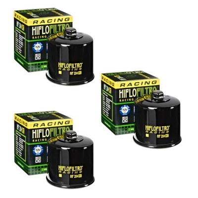Hiflofiltro 3 Pack Oil Filter HF204RC Black Honda Kawasaki Suzuki Triumph Yamaha - Image 1 of 2