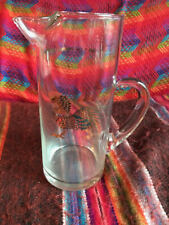Glass Cocktail Pitcher, Gold Rooster, Gold Decoration. as is