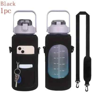 Half gallon water bottle sleeve- 64oz water bottle sleeve with strap -Black - Picture 1 of 11