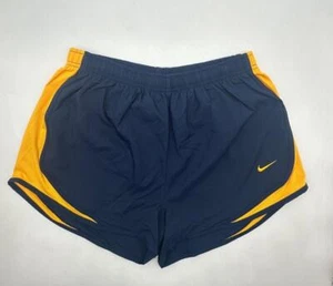 NWT Nike Women’s Fit-Dry Race Shorts Sz L 831602-423 W/Mesh Briefs NAVY GOLD - Picture 1 of 6