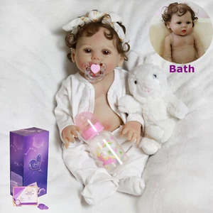 18In Reborn Baby Dolls Full Body Vinyl Silicone Lifelike Real Newborn Girl Gift - Picture 1 of 10