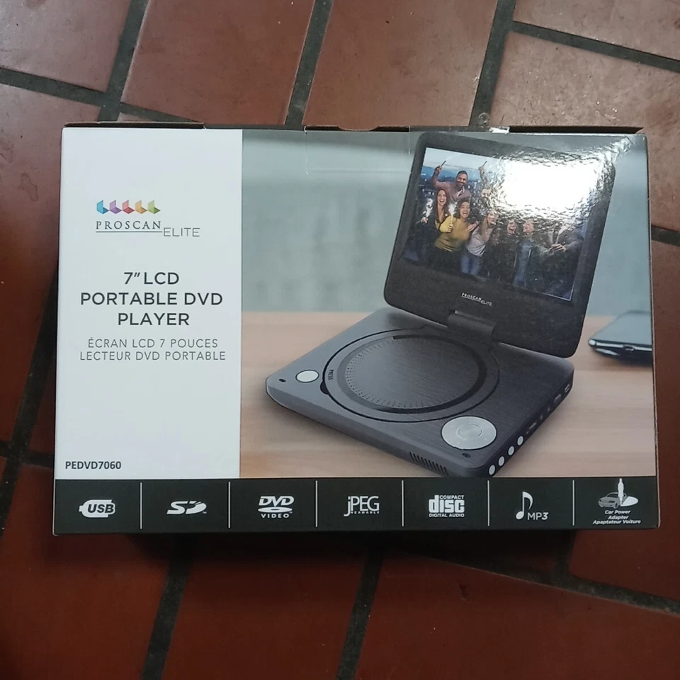 Proscan PEDVD7060 Elite Portable 7" Swivel Screen DVD Player Black