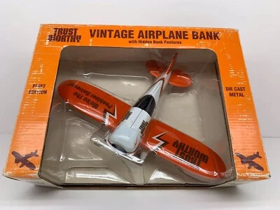 Trust Worthy #40041 First Edition Vintage Diecast Airplane Coin Bank - Image 1 of 4